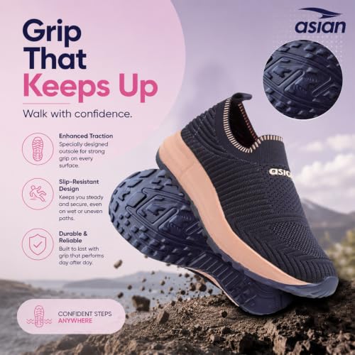 Image of ASIAN Breeze-04 Women's Slip-On Walking Shoes | Lightweight Knit Sneakers with Memory Foam Comfort | Casual, Travel