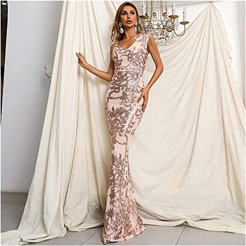 فستان سهرة طويل للحفلات الرسمية وفستان للعروس مزين بالترتر للنساء فستان سهرة طويل للحفلات الرسمية وفستان للعروس مزين بالترتر للنساء