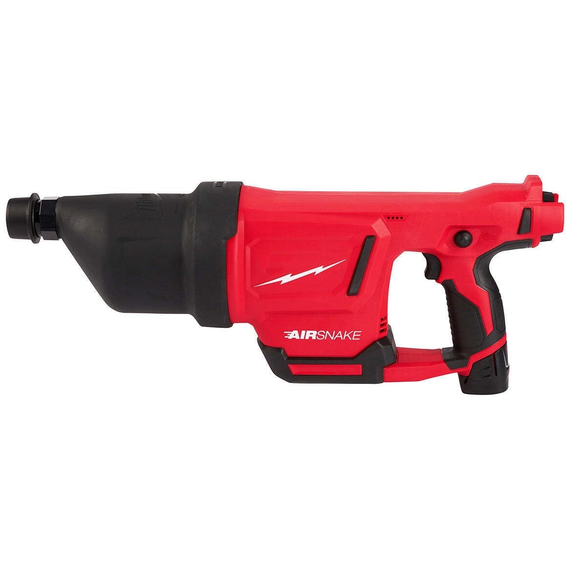 Milwaukee 2572B-21 M12 12V AirSnake Drain Cleaning Air Gun Kit – Cordless, With Attachments