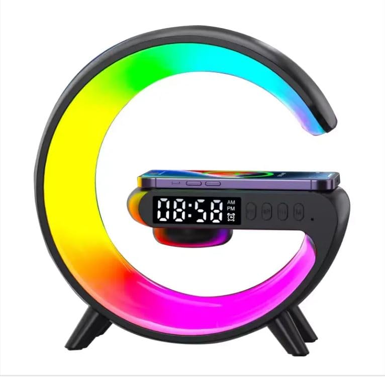 Smart Light Sound Machine G Shape Bluetooth Speaker with Wireless Phone Charging Capability