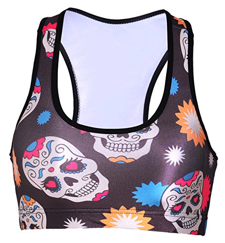 Image of Sister Amy Women's Aerobics Gym Dance Yoga Vest Printed Sports Bra Top Vest