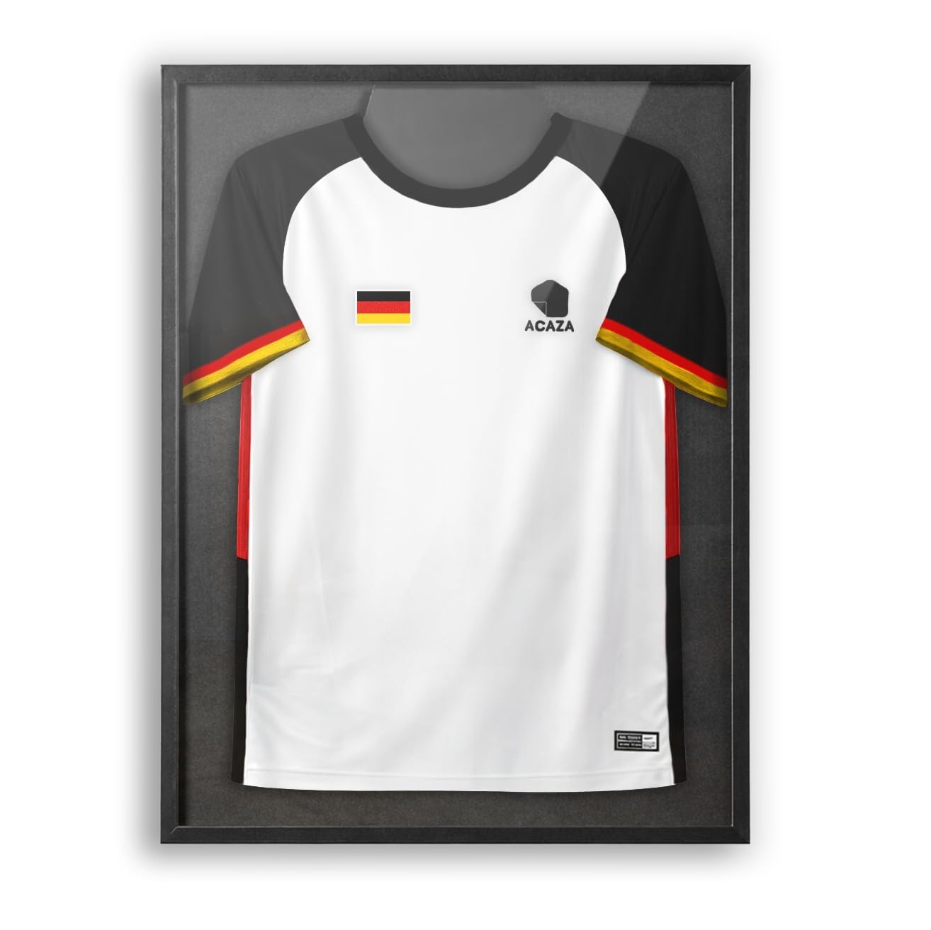 ACAZA Trikotrahmen 60 x 80cm, 3D Bilderrahmen tief zum befüllen mit Fußball-, Eishockey-, Rugby-, NBA-trikot, mit Aufhänger, Holz und Acrylglas, Schwarz
