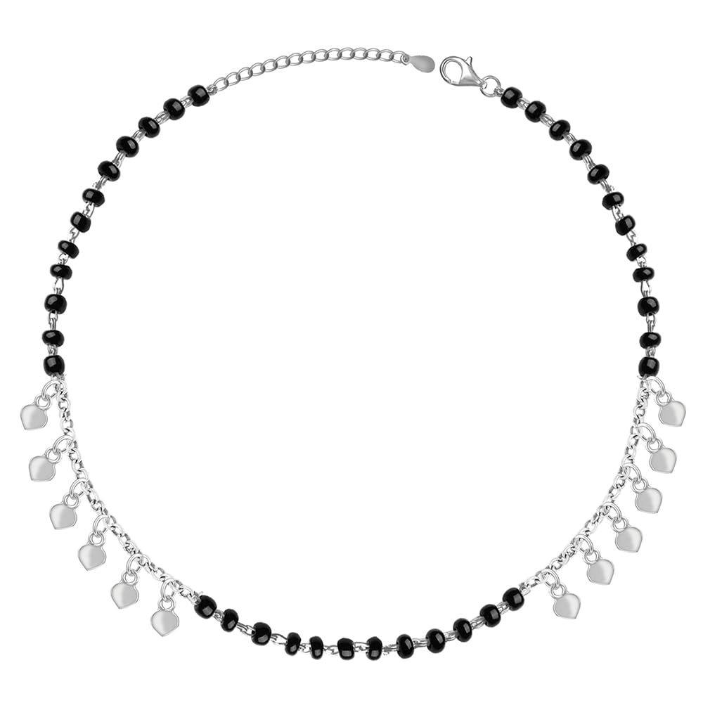 GIVA 925 Silver Hearts & Beads Anklet | Gifts for Women and Girls | With Certificate of Authenticity and 925 Stamp|6 Months Warranty*