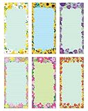 Northern Cards - Packung mit 6 magnetischen Kühlschrank-Notizblöcken, Blumen-Design, 60 Blatt pro Block