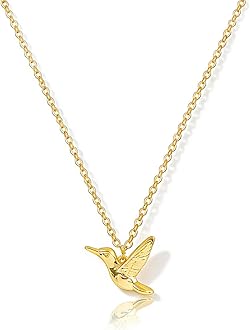 HANLI 14K Gold Plated Necklaces for Women - Dainty Butterfly, Star of David, Moon and Star, Sun, Lotus, Infinity, Hummingbird, Bee,Boots,Chill,Sunflower Pendant Designs - Elegant Jewelry for Women