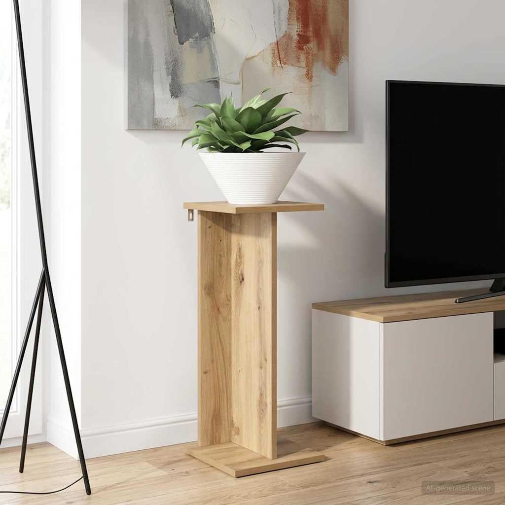Supporto per piante, 2 pezzi, in legno, ingegneria, rovere, artigianale, 25
