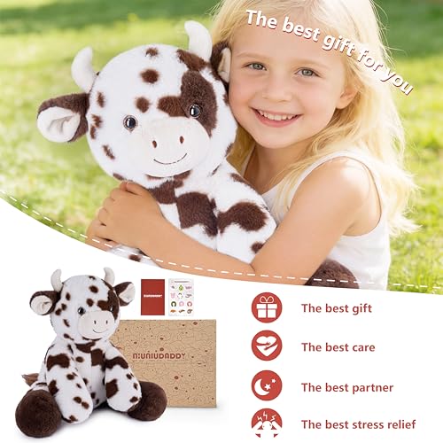 Image of Niuniu Daddy Cow Weighted Stuffed Animal, Plush Pillow for Kids and Adults | 20 in 3.3 lbs, Heavy sensory lap pad, lying body pillow for sleeping, machine wash, huggable gift, cute plushies