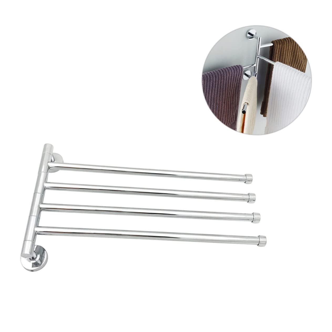 Porta Asciugamani Girevole in Acciaio Inox per Bagno e Cucina | Argento, Resistente alla Ruggine, Salvaspazio, Accessori Bagno, Lega di Zinco
