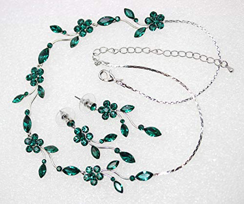 Image of Faship Gorgeous Rhinestone Crystal Floral Necklace Earrings Set