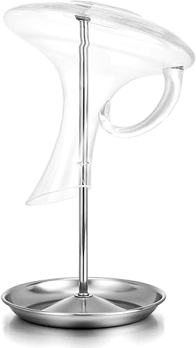 Drincarier Soporte para decantador de vino con cabeza de silicona para evitar arañazos, estante desmontable con base de captura de goteo, decantador