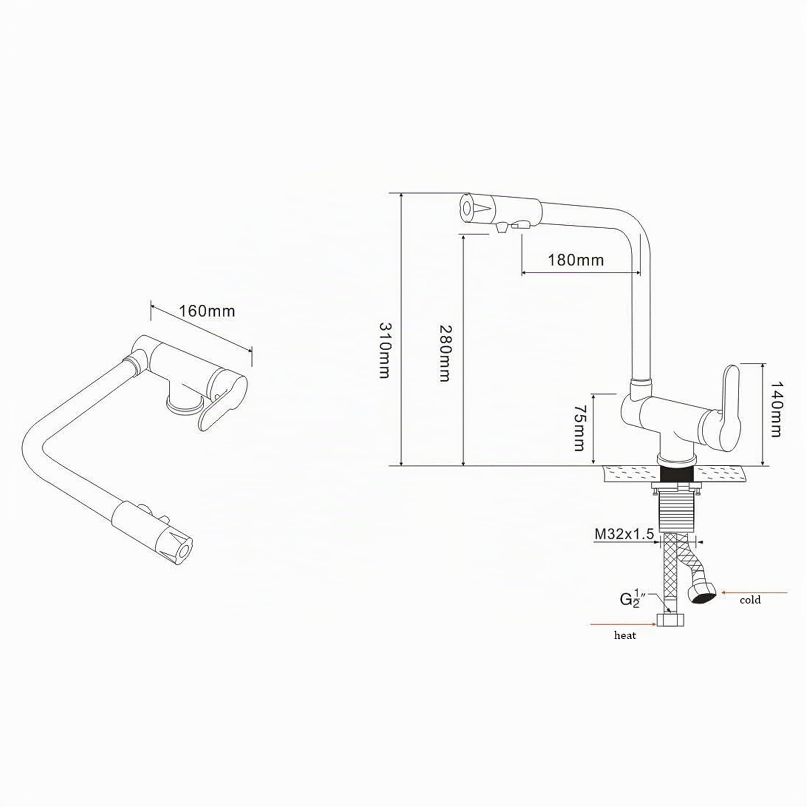 Grifo De Cocina 3 Vías Osmosis Con Abatible, Dos Salidas Mezclador De Fregadero En Latón?360° Giratorio Con Aireador (Negro)