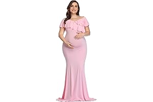 Vestidos largos de maternidad elegantes con volantes para baby shower