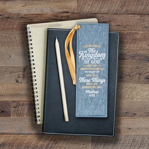 Image of Christian Art Gifts Faux Leather Bookmark: Seek First the Kingdom of God