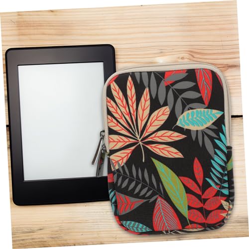 Funda para libro electrónico portátil lona negra hojas coloridas estuche protector e-reader 6