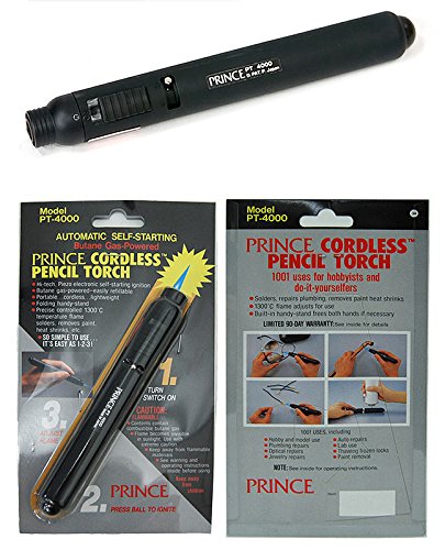 Prince PT-4000 Pencil Butane Torch Blue Flame Piezo Torch Lighter Made in Japan