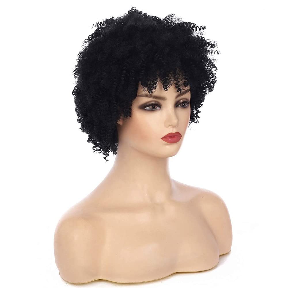 Perruque Afro Femme Bresilienne Courte Bouclée Sans Colle 8 Pouces | Glueless Wig Human Hair Vrai Cheveux Naturelle Perruques de Cheveux Humains en Pour Femmes Couleur Noir Naturel