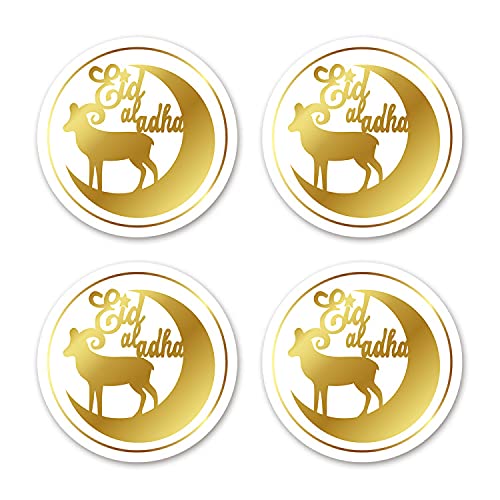 Swhatyw Gold 96Pcs Glitter Eid Al Adha Stickers Party Decorations Islamic Muslim Party Supplies