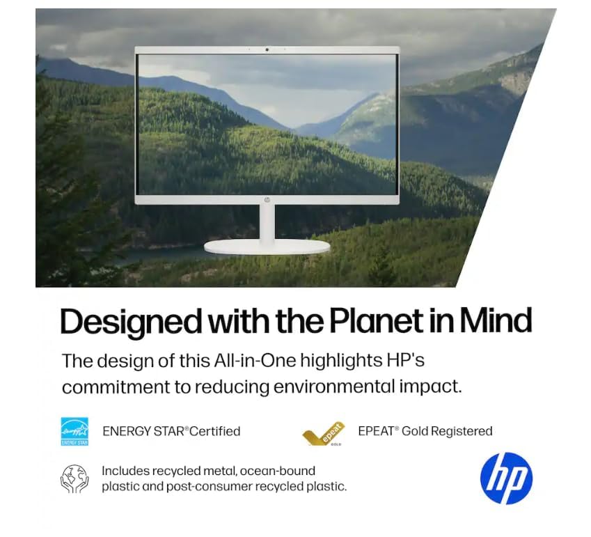 Image of HP 22 inch All-in-One Desktop Computer, 8GB DDR5 RAM, 128GB UFS Storage & 512GB External,13th Gen Intel Quad-Core CPU, FHD VA Display, WiFi 6, Bluetooth 5.3, RJ45, USB-C (10Gbps), UHD Graphics, 720p Cam