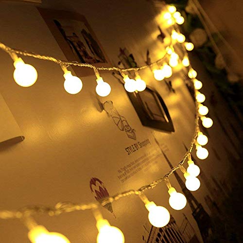 10M LED String Lights 80 Warm White Waterproof Battery Operated Fairy Light Crystal Ball, Star Decorative Lights for Garden, Patio, Yard, Christmas, Tree Decoration, Home Wedding Party Decoration ball