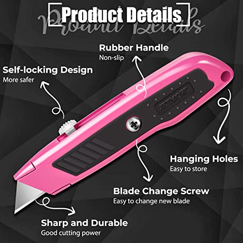 Jetmore 6 Pack Utility Knife, Colorful Retractable Box Cutter with 10 SK5 Blades, Heavy Duty Razor Knife for Cardboard, Boxes, and Cartons - Thumbnail 5