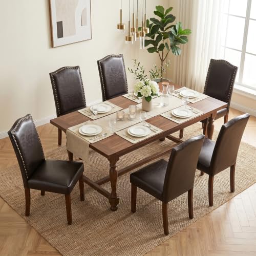 HAPPYMONT Upholstered Dining Chair Set of 6, PU Leather Kitchen Chair