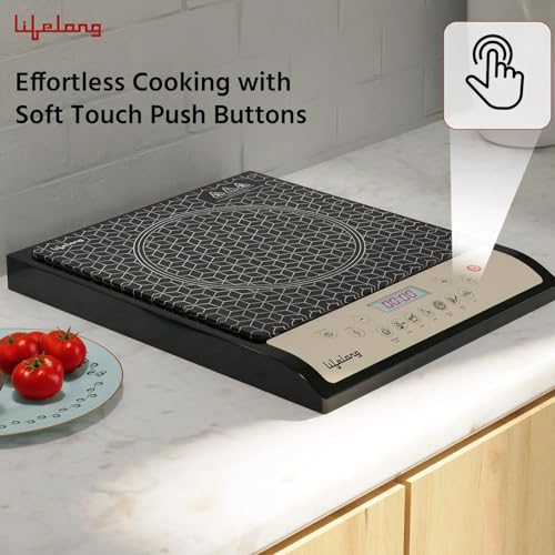 Image of Lifelong LLIC102 1800W Induction Cooktop | 7 Preset Indian Menus | Auto Shut-Off | Touch Control Panel | Energy Efficient | Portable Electric Stove | 1 Year Warranty (Black)
