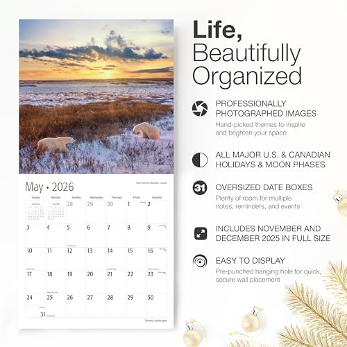 Image of RED EMBER Snowy Landscapes 2026 Wall Calendar 12 Month | 12 inch x 24 inch Open | Thick & Sturdy Paper | Giftable | Nature Calendar 2026