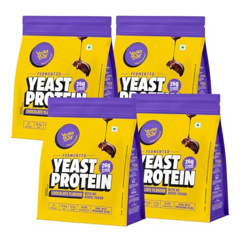 Image of Yogabar Fermented Yeast Protein Powder - Chocolate |26g Complete Protein Supplement|High Absorption, No Bloating, Gut Friendly|PDCASS 1|Pack of 4 (2kg)
