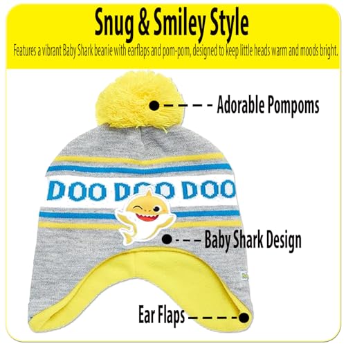 Image of Nickelodeon Boys' Baby Shark Winter Hat and 2 Pairs of Mitten Set (Toddler)