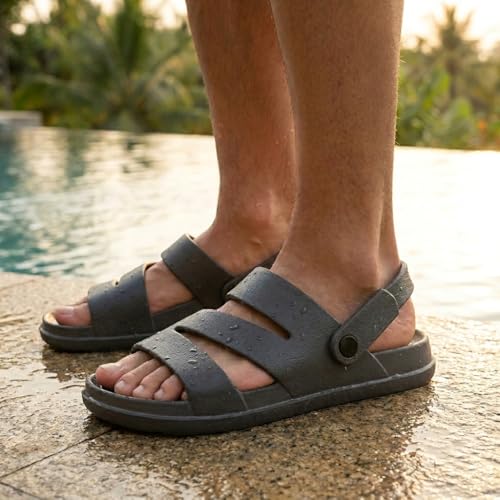Image of NoStrain Men's Waterproof Sandals with Back Strap | Casual Floater Sandals for Man | Soft, Lightweight Slip On Slippers for Men | Comfortable Daily Wear