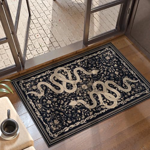 LIVEBOX Entryway Rug 2x3 - Door Mat Indoor Entrance Washable Rug, Small Non-Slip Low Pile Throw Rugs for Entryway, Kitchen, Front Door Indoor Entrance(Black)