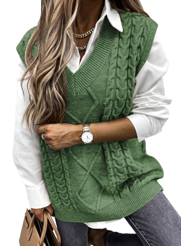 Image of EVALESS Oversized Sweater Vest for Women V Neck Sleeveless Solid Color Loose Pullover Sweater