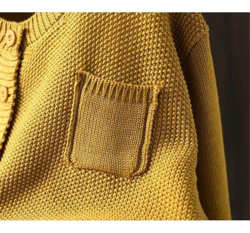 Women's Vintage Solid Cardigan Sweater Autumn Winter Long Sleeve Pocket Loose Fit Tops Korean Warm Knitted Coat4