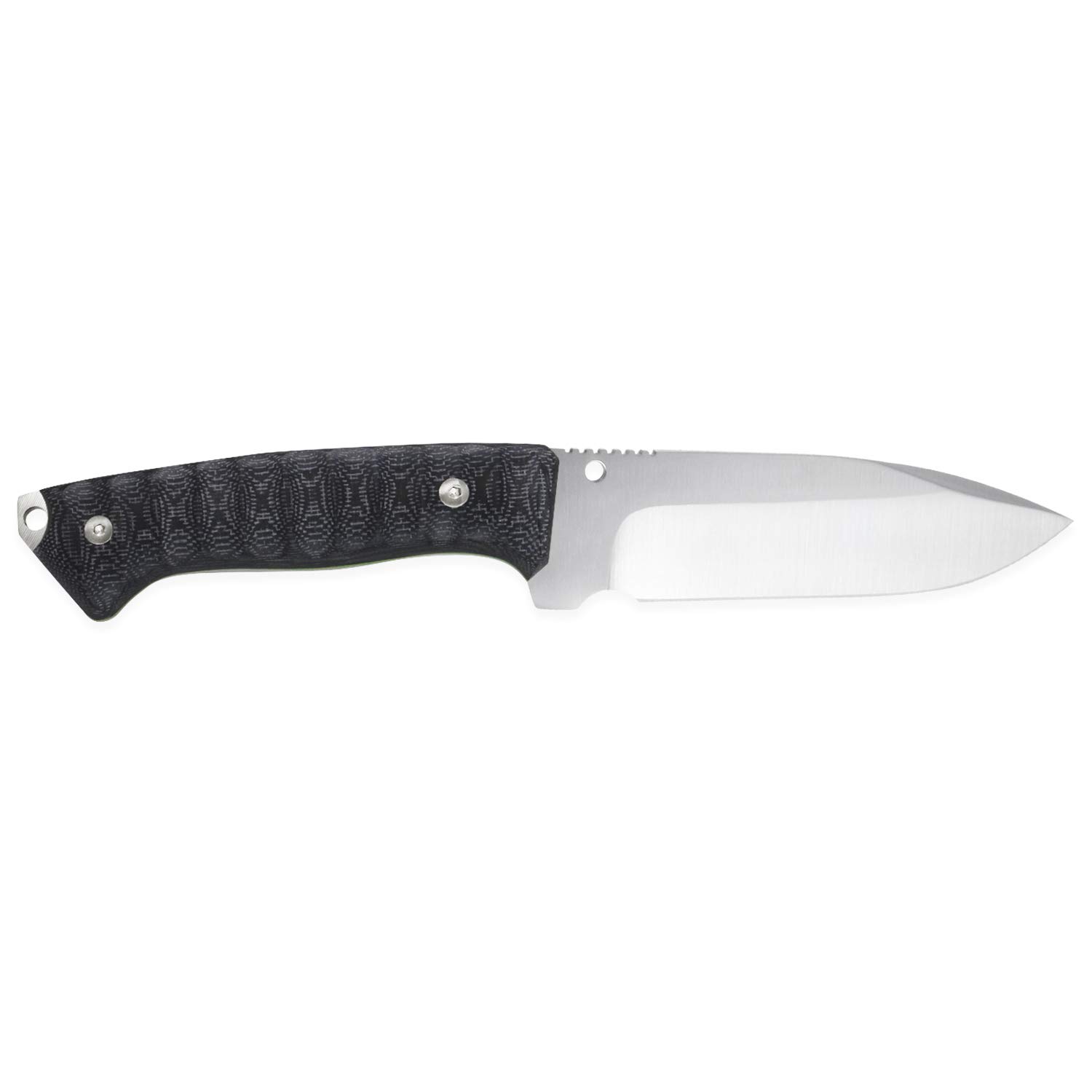 iFIELD Cuchillo de caza deportivo modelo Workout EL29102, hoja de 15cm MOVA satinado, largo total 27,5cm, incluye funda táctica de nylon, herramienta de camping para pesca, caza, actividad deportiva