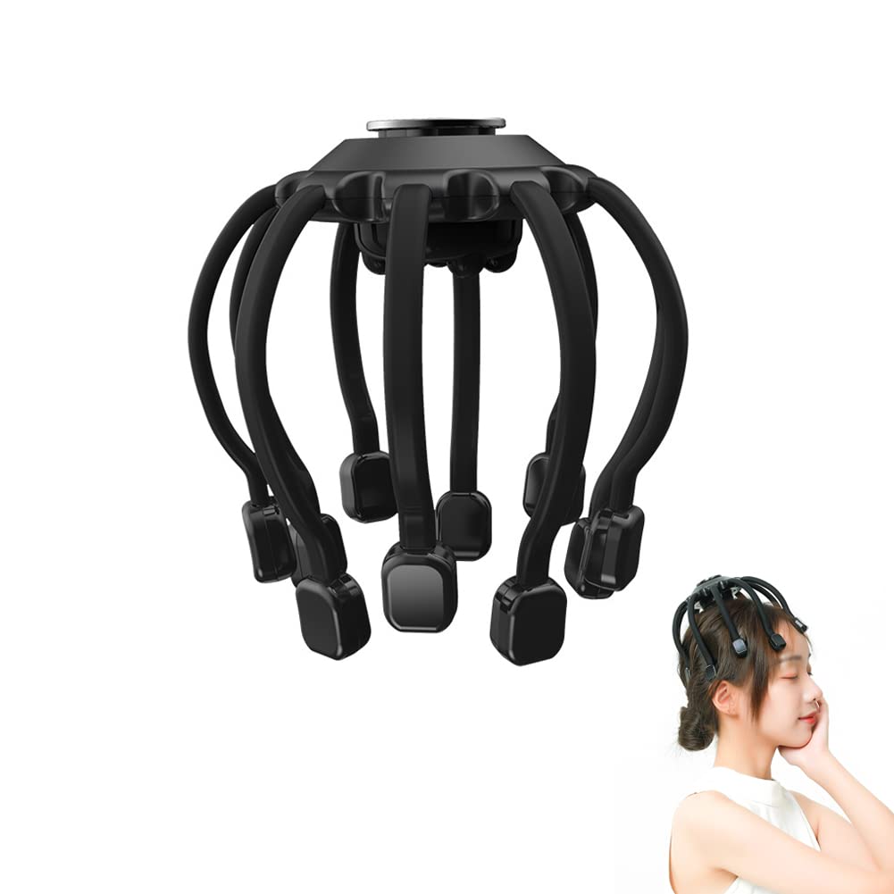 Massaggiatore per la testa Massaggiatore elettrico del cuoio capelluto con 10 contatti vibranti, 4 modalità, musica Bluetooth, massaggiatore per la testa di polpo Scalp Stress Relax