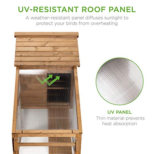 Best Choice Products 70In Mobile Fir Wood Chicken Coop Tractor Hen House Poultry Cage For 3-5 Hens, Outdoor, Animal Care W/Wheels, 2 Doors, Nest Box, Removable Tray, Uv Panel #TOP2