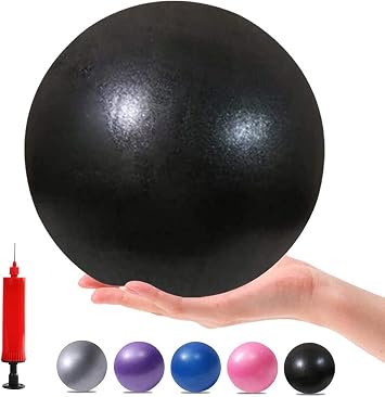 Exercise Pilates Mini Yoga Balls Barre Small for Home Stability Squishy Training Physical Therapy Improves Balance with PumpBlack, 6 Inch