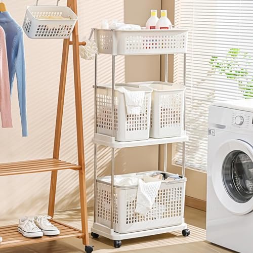 Grand panier à linge polyvalent amovible à 3 niveaux - 4