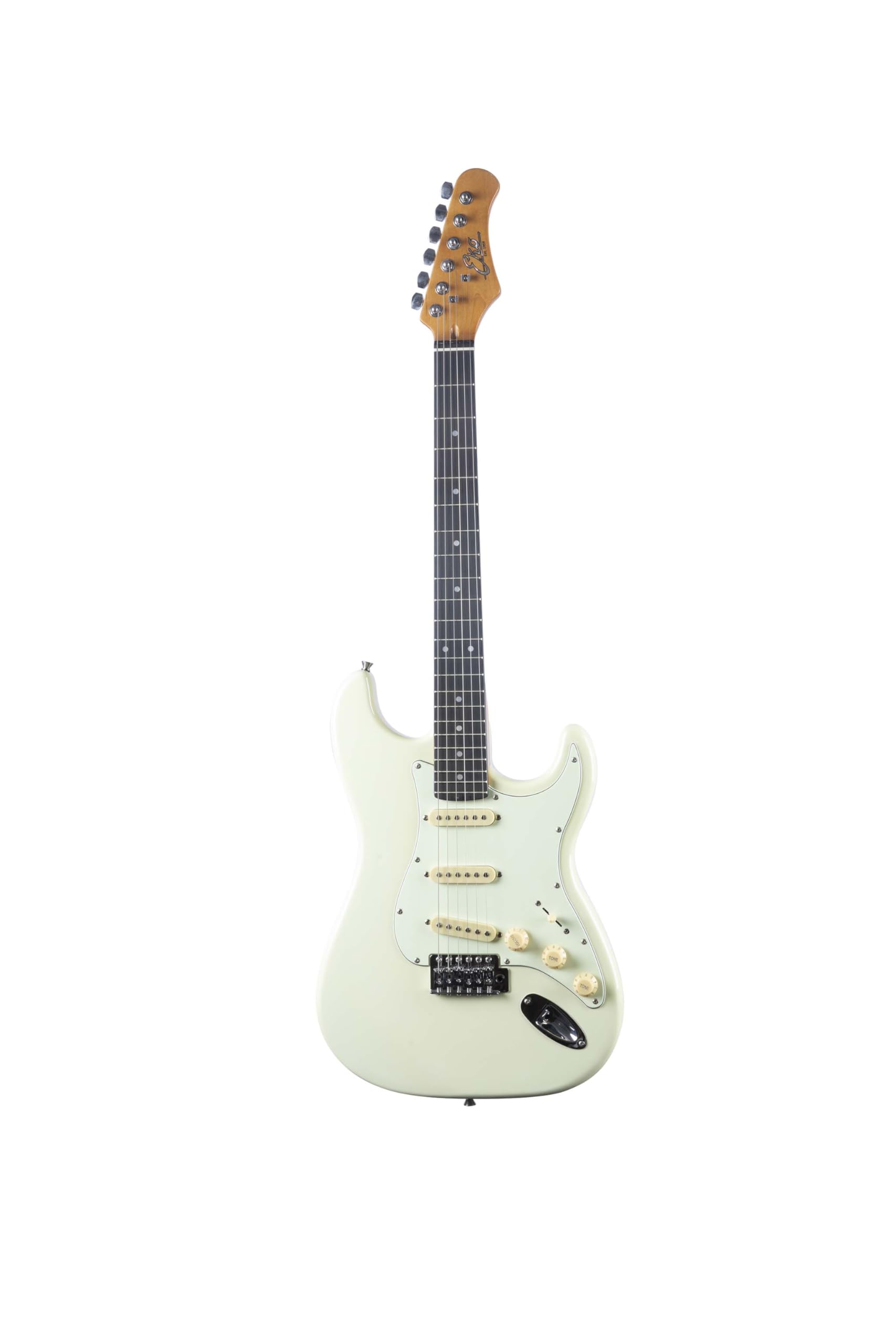 EKO GUITARS – Guitare Électrique ST-300, Corps en Peuplier, Manche en Érable, Touche WPC 22 frettes, 3 Micros Single-Coil, Pont Tremolo, Diapason 650 mm, Couleur Olympic White