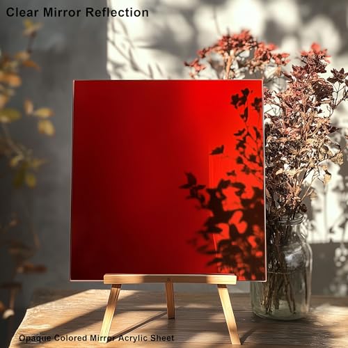 Image of 12x16 Inches Deep Red Mirror Acrylic Sheet - 2 Pcs Reflective Acrylic Panel for DIY Crafts, Home Decor & More (30x40 cm)