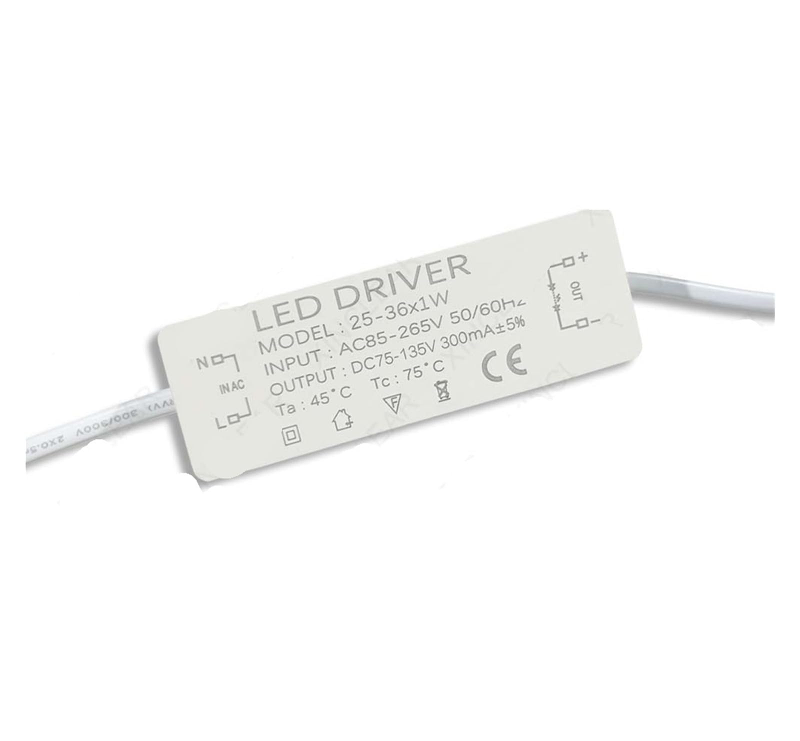 PWANUIGTE LED Driver 300mA 600mA 900mA Power Supply 220V to DC for Lighting 3W 4-7W 8-12W 12-18W 18-25W 25-36W Transformer(25-36x1W-PC)