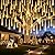 Minetom 2-Pack Meteor Shower Lights Solar Powered, 16 inches 10 Tubes 240 LED Meteor Shower Rain Lights, Cascading Falling Rain Lights for Tree Bushes Holiday Parties Christmas Decor, (Warm White)