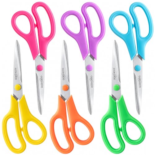 6PCS 8" Scissors,Sharp Stainless Steel Multicolor for Office School Crafts