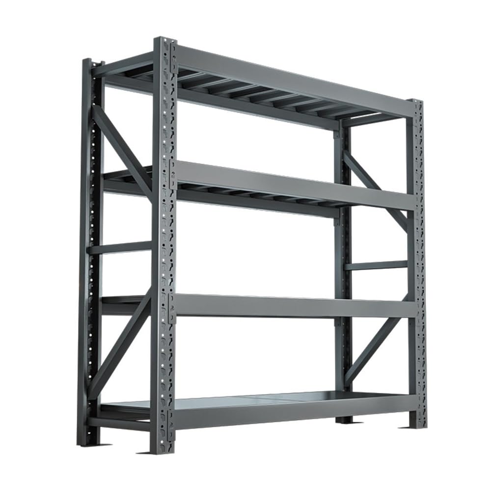 Scaffalatura in metallo resistente, 4 ripiani, 200,7 x 149,9 x 61 cm, colore nero, per garage, cucina e ripostiglio, design durevole e robusto