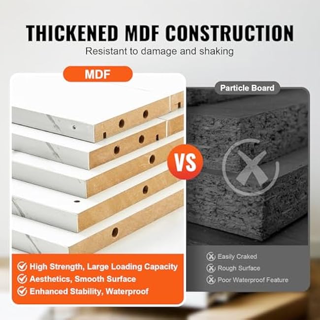 VEVOR Salon Station, Wall Mount Barber Salon Station for Hair Stylist, Beauty Spa Furniture Set, 1 Storage Cabinet, 3 Cubbies and 2 Drawers(One Lockable), White-pqZ3XXqX