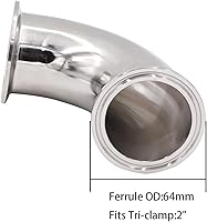 Vista 3 de DERNORD 2 "tubo OD sanitario codo de virola de 90 grados de montaje de tubería con 2 juntas de silicona SUS304 Tri Clamp 2 pulgadas