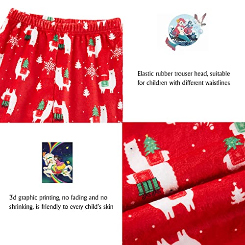 Funnycokid Girl Pajama Pants Kid Fleece Sleepwear Flannel Pajama Bottoms Loose Sleepwear 5-16 Years4