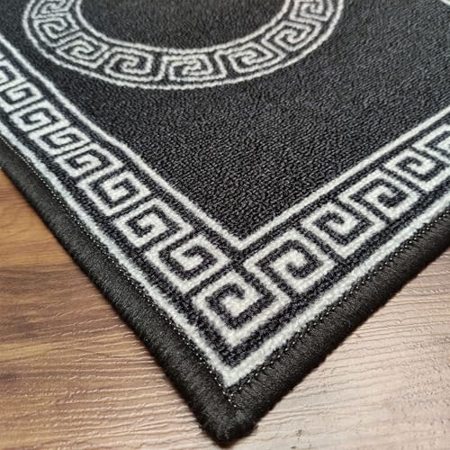 Image of Matz&More Black Nylon Tufted Anti-Slip Floor Mat with Rubber Backing | Low Pile Washable Indoor Doormat | Standard Size | Entryway, Kitchen, Bathroom, Bedroom & Office Rug