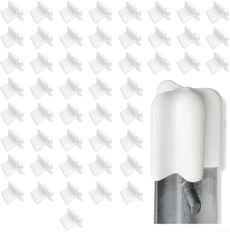 Safe T Post Caps - 50pcs PVC Rubber T Post Covers for Vinyl Fences - Black or White Animal Safety Fence Post Caps