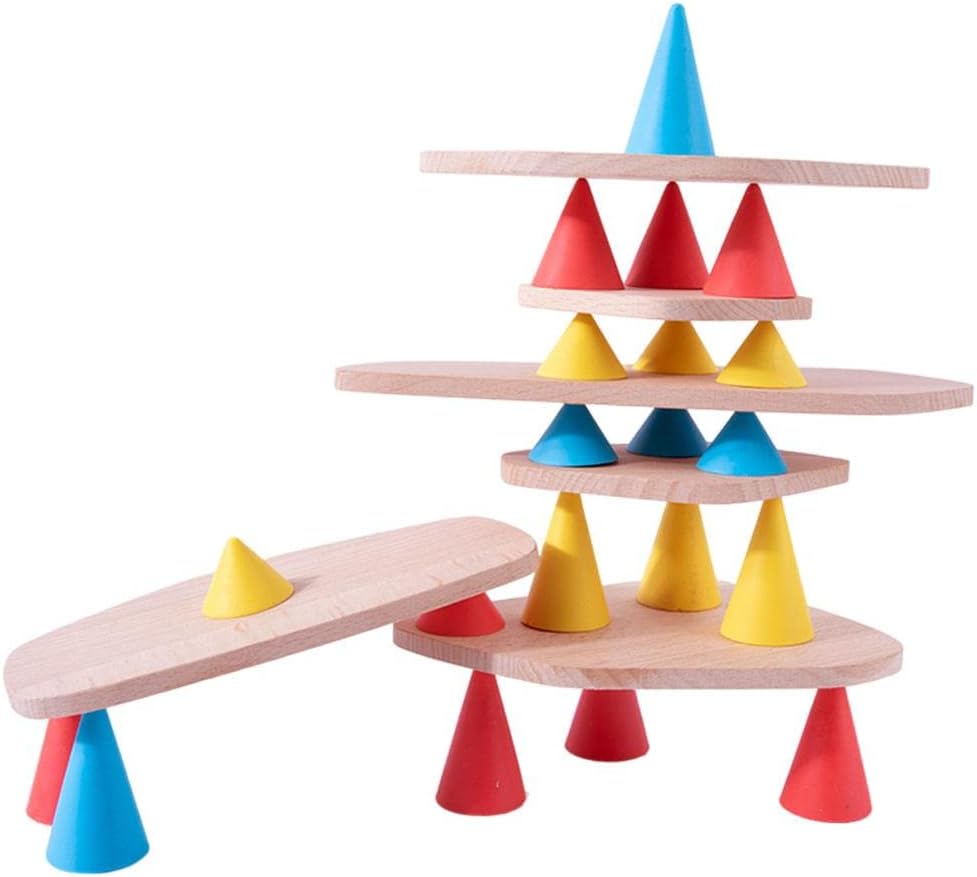 44/Set Wooden Balance Blocks Building Blocks Set Learning for Kids Boy Girl